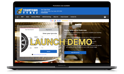 Your Town Tyres Home Launch Demo Image