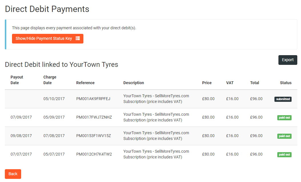 Reports Direct Debit Payments Image